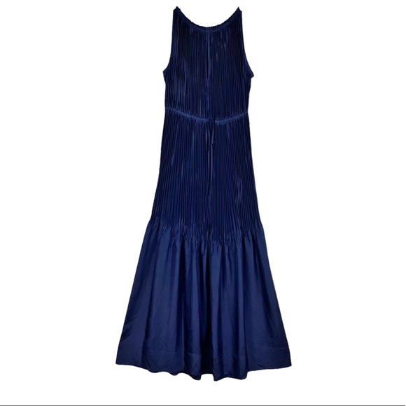 Calypso St. Barth Dresses & Skirts - Calypso St Barth Dark Blue Pleated Long Silk Sleeveless Dress